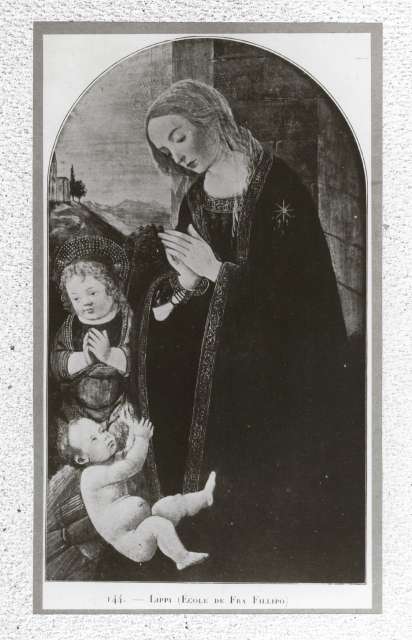 Anonimo — Maestro dell'Epifania di Fiesole - sec. XV - Madonna in adorazione del Bambino con san Giovannino — insieme